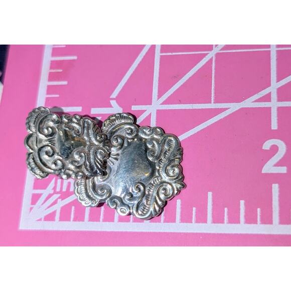 VTG Art Nouveau 925 Sterling Silver Doorknocker Embossed Ornate Drop Earrings - Picture 5 of 6